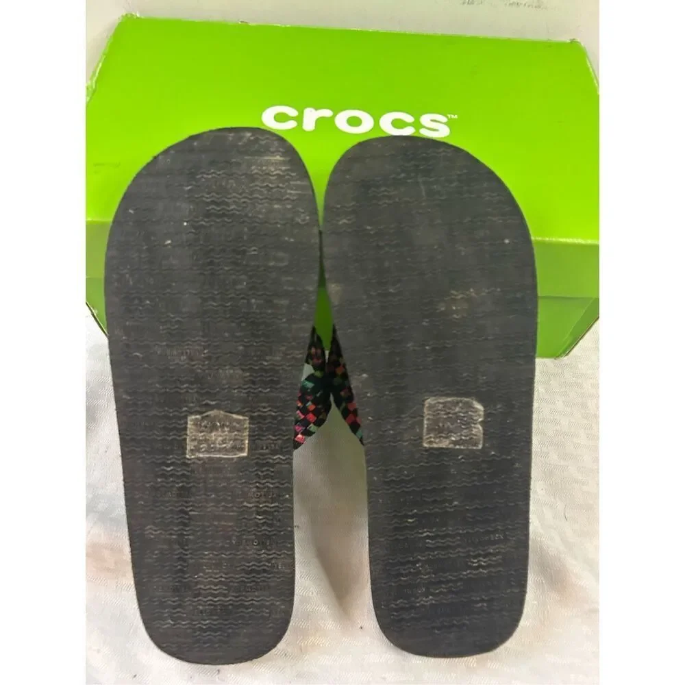 Yellow box flip flops‎ size 9 sandals colorful strap - Picture 4 of 6